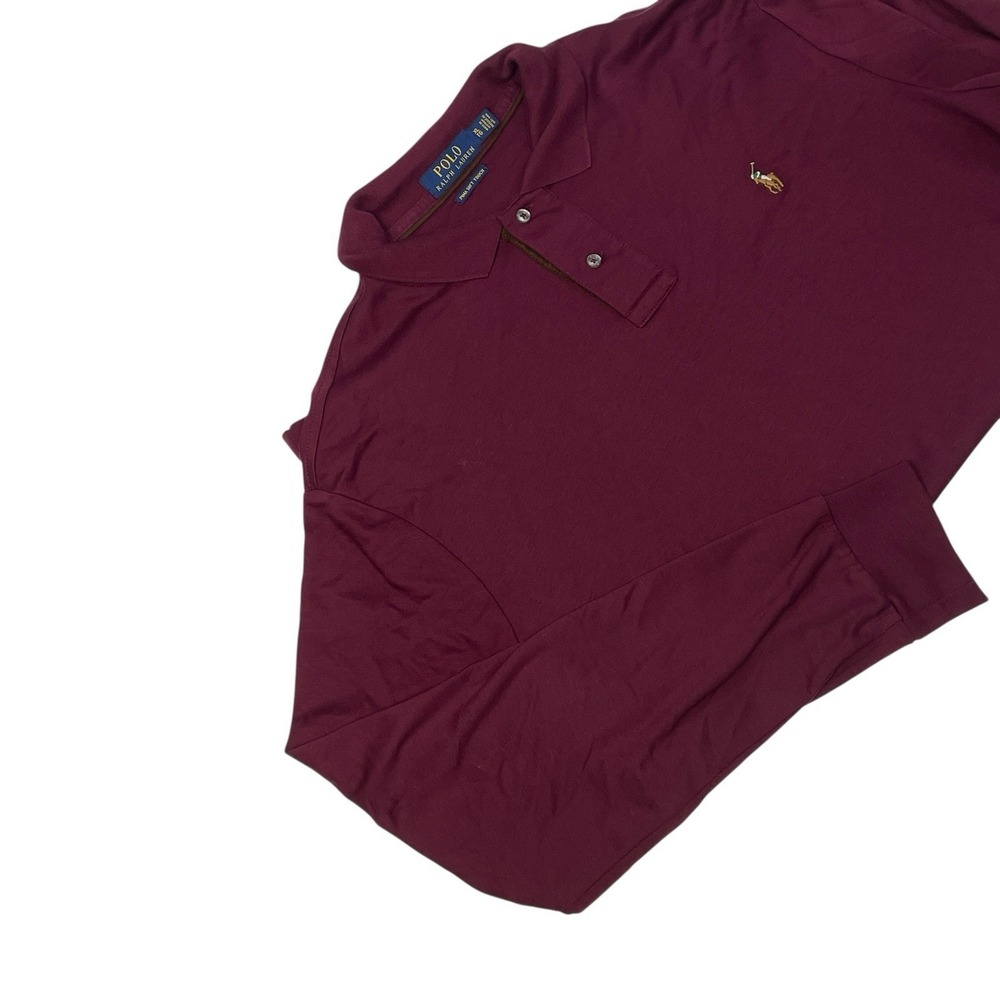 Polo Ralph Lauren Shirt Mens 2XB Big Burgundy Pima Soft Touch Long Sleeve *Flaw